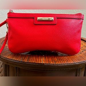 Nine West Fiery Red Wristlet with Leopard Print lining